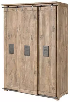 Massivmoebel24 Railway 369 Kleiderschrank Mango 3-türig, beige lackiert (09-612-772-2069)