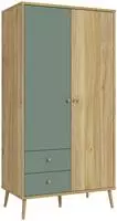 FORTE Kleiderschrank B/H/T ca. 94,5x185,6x52,2 cm, Salbei, Dreht&uuml;renschrank,