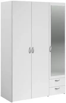 Furn.Design Enjour Drehtürenschrank 3-türig mit Spiegel, weiß, 120x185x51cm (GE4035-06)