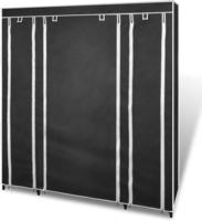 vidaXL Stoffschrank mit F&auml;chern Kleiderstangen 45&times;150&times;176 cm Schwarz