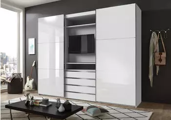 fresh to go Magic mit TV-Element 300x236cm wei&szlig;/Wei&szlig;glas