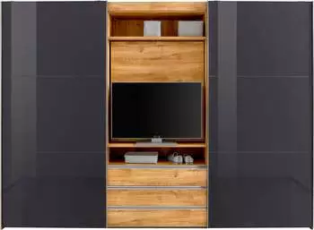 fresh to go Magic mit TV-Element 300x236cm plankeneiche/Grauglas