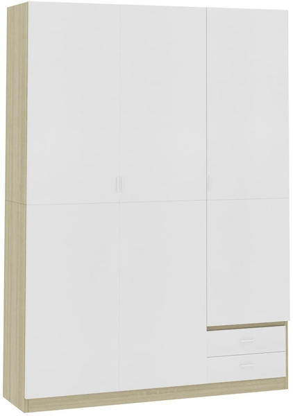 vidaXL Wardrobe 3 Doors White/Sonoma Oak 120 x 50 x 180 cm