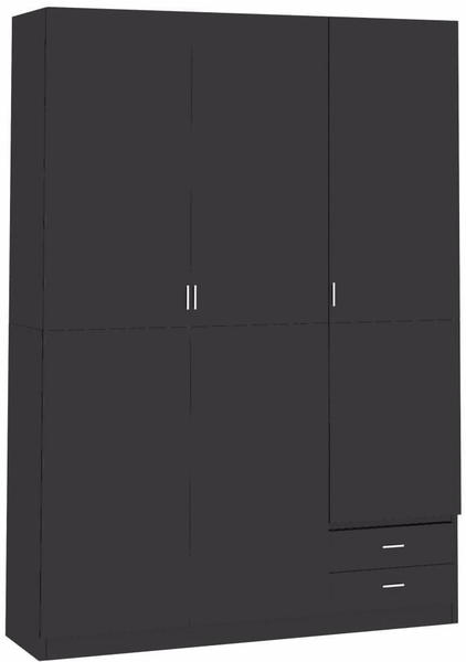 vidaXL Wardrobe 3 Doors Glossy Grey 120 x 50 x 180 cm