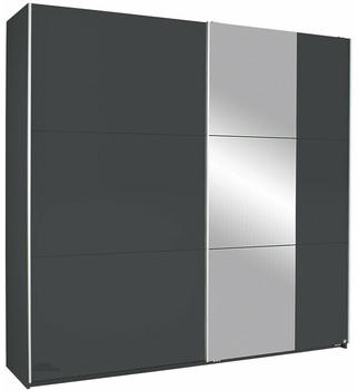 Die Möbelfundgrube Kleiderschrank KRONACH Schwebetürenschrank grau mit Spiegel 218 cm 2-türig