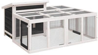 vidaXL Kaninchenstall Grau 144x123x67,5 cm Massivholz Kiefer