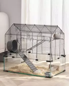 VEVOR Hamsterkäfig 360°-Sicht transparent 58x38x54 cm