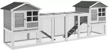 Pawhut Kleintierstall aus Holz Grau 259 x 64 x 92 cm