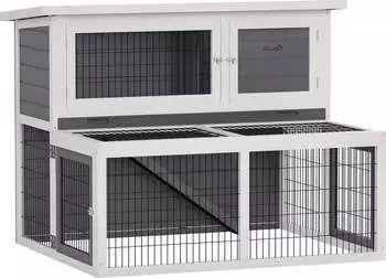 Pawhut Kleintierstall Vollholz 122 x 95 x 93,5 cm Grau