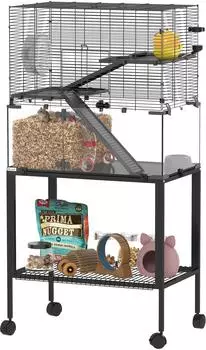 Pawhut Kleintiergehege 77x49x130.5 cm Schwarz