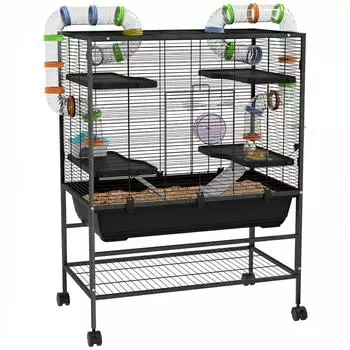Pawhut Hamsterkäfig Schwarz 82 x 46 x 109 cm