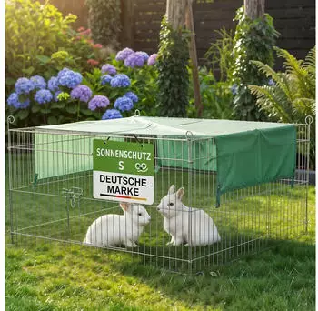 Zooprinz Freilaufgehege mit festem Dach und Sonnenschutz Gr.S
