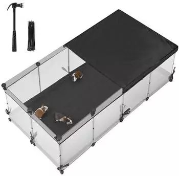Songmics Kleintiergehege halbtransparent atmungsaktiv 144 x 74 x 47 cm wolkenwei&szlig; LPC015W01