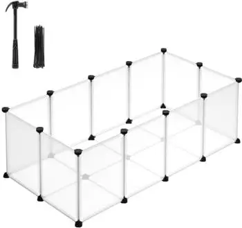 Songmics Freigehege mit Bodenplatten, Kunststoff, Wei&szlig;, 125x63x42cm (LPC001W01)