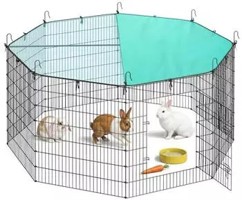 Songmics Freilaufgehege mit Abdeckung atmungsaktiv 175 x 175 x 80 cm tintenschwarz LPI021BH01