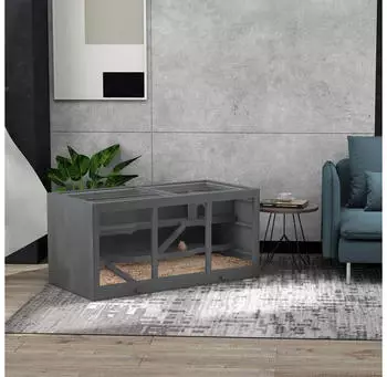 Pawhut Holz Hamsterk&auml;fig mit 3 Etagen 115 x 57 x 55 cm grau