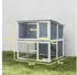 Pawhut Holz Doppelstock Freilaufgehege 98x95x102,5 cm grau