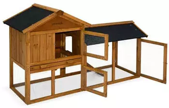sweeek Hotot Holzstall f&uuml;r 4 Kaninchen und Nagetiere Holzfarben
