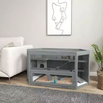 Pawhut Holz Nagarium mit 3 Etagen 115x60x55cm grau
