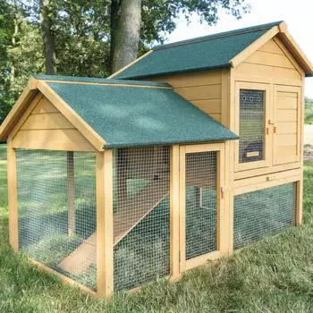Zooprinz Kaninchenstall Vollholz natur 150x118x96cm