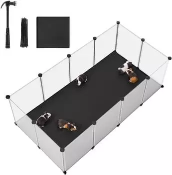 Songmics Kleintiergehege mit Bodenplatten 143 x 73 x 46 cm wei&szlig; LPC012W01