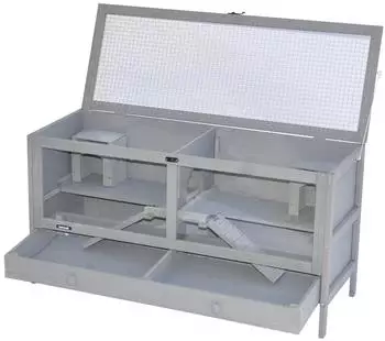 Nanook Kleintierk&auml;fig Holz 92 x 38 x 48 cm grau