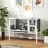 Pawhut Holz Hasenstall umbaubar mit Rampe 120 x 53 x 93 cm grau