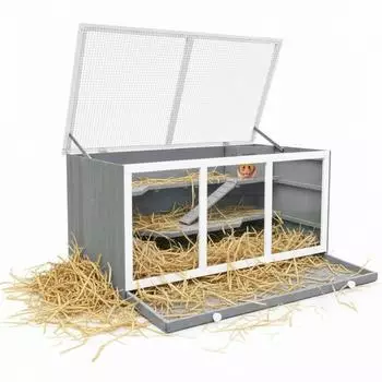 Mucola Kleintierstall aus Holz mit Plexiglas grau/ weiß