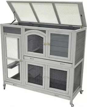 Nanook Indoor Kleintierstall seitliche Aufgänge 111 x 45 x 107 cm grau