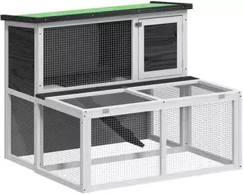 vidaXL Kaninchenstall Kiefernholz massiv grau 102x90x84,5cm