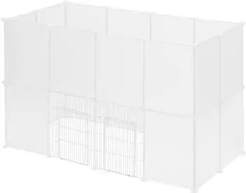 Eugad Kleintierkäfig 24 Platten Kunststoff 145x95x75cm weiß (0009WL-2)