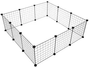 Duvo+ Modulares Kleintiergehege schwarz 107x107x35cm (16230)