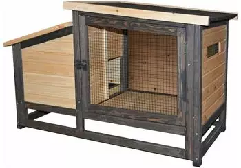 Duvo+ Bunny Barnette Kaninchenstall Woodland Design, FSC-Holz, 111x55x68cm (15884)