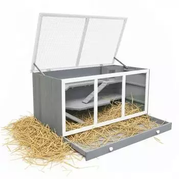 Melko Kleintierkäfig Villa XXL, Holz mit Plexiglasfront, 3 Stockwerke