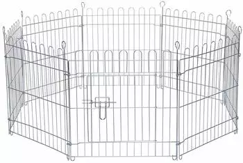 Lionto Freigehege für Kleintiere 8-teilig mit Tür & Netzabdeckung, 59x58cm (FG00551)