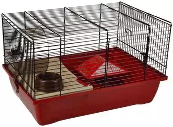 Flamingo Enzo 1 Hamsterkäfig mit Fressnapf, rot, 41,5x28,5x25,5cm (210121)