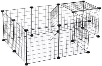 Pawhut Freilaufgehege Kleintierkäfig Metallgitter flexibel umformbar 106x73x36cm