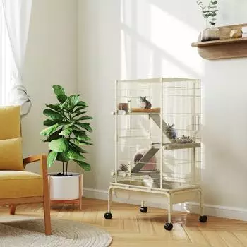 Pawhut Nagerk&auml;fig mit 3 Rampen beige