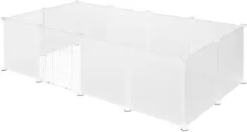Eugad Freigehege Kleintiere 12 Paneele 145x46x75cm, weiß