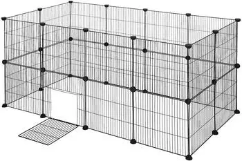 Eugad Freigehege Laufstall Metall mit Tür, Kleintiere, 72cm hoch, schwarz (0008WL)