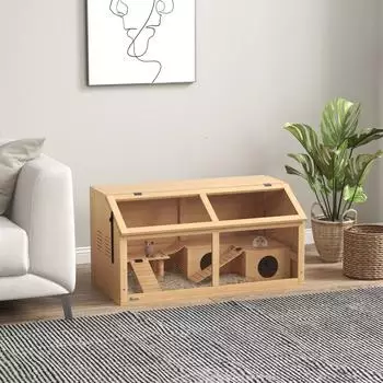 Pawhut Kleintierk&auml;fig aus Holz mit H&auml;ngebr&uuml;cke, Leitern & H&uuml;tte (D51-402V01ND)