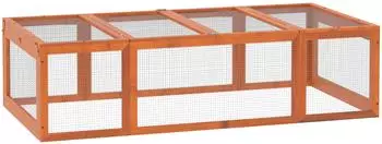Pawhut Kaninchenstall mit Freilaufgehege, Tannenholz, orange, 180x90x48cm