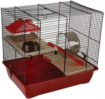 Flamingo Enzo 2 Hamsterkäfig 41,5x28,5x48,5cm 2 Etagen, rot (210122)
