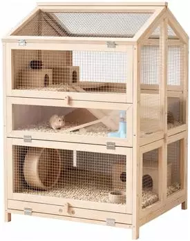 Pawhut Hamsterkäfig aus Holz, 3 Etagen, 68x61,5x90cm (D51-563V00ND)