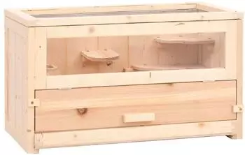 Helloshop26 Hamsterkäfig 60x30x35cm Fichtenholz braun (02_0041679)