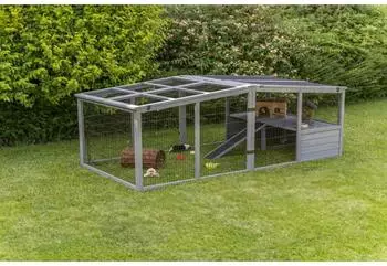 Trixie Freilaufgehege XL mit Abdeckung, Holz, grau, 233&times;79&times;116cm (62288)