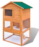 vidaXL Kaninchenstall Kleintierhaus Hasenstall 3 Ebenen Holz