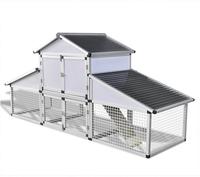 vidaXL H&uuml;hnerstall mit Freilaufgehege und Nistkasten Aluminium