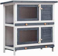 vidaXL Kaninchenstall 4 T&uuml;ren Grau Holz