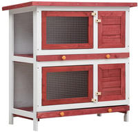 vidaXL Kaninchenstall 4 T&uuml;ren Rot Holz